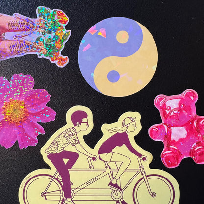 Colourful Yin-Yang Glitter Stickers (6 Colours)