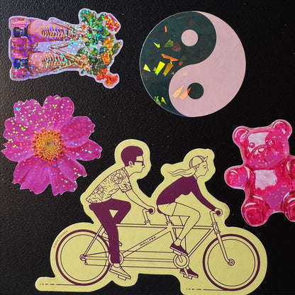 Colourful Yin-Yang Glitter Stickers (6 Colours)