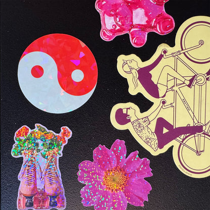 Colourful Yin-Yang Glitter Stickers (6 Colours)