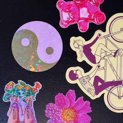Colourful Yin-Yang Glitter Stickers (6 Colours)