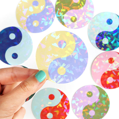 Colourful Yin-Yang Glitter Stickers (6 Colours)