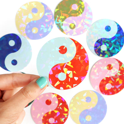 Colourful Yin-Yang Glitter Stickers (6 Colours)