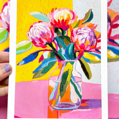 Playful Protea Flowers Print