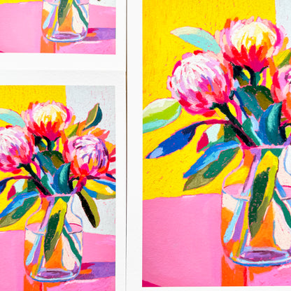 Playful Protea Flowers Print