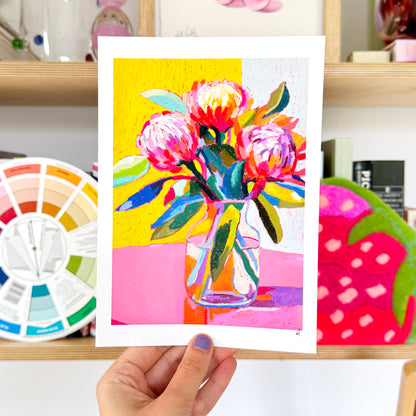 Playful Protea Flowers Print