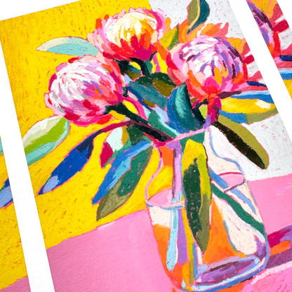 Playful Protea Flowers Print