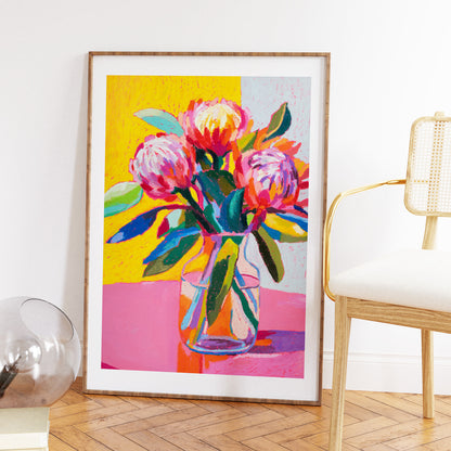 Playful Protea Flowers Print