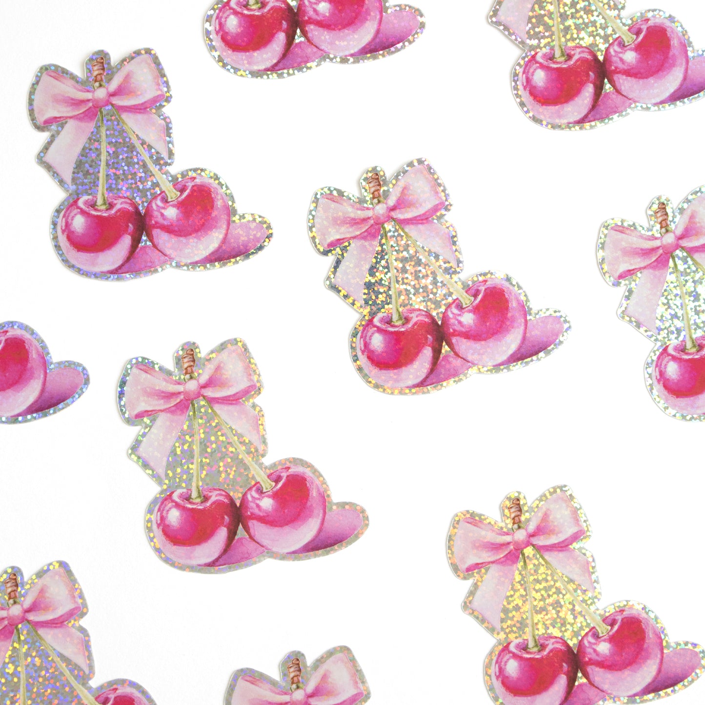 Bow & Cherries XL Glitter Sticker