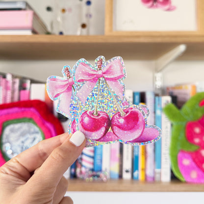 Bow & Cherries XL Glitter Sticker