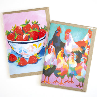 Happy Chickens Greeting Card