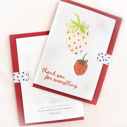 Thank you for everything - Strawberry Greeting Card