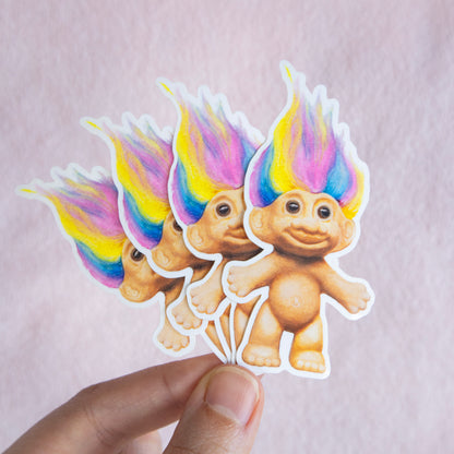 90s Rainbow Troll Doll Gloss Vinyl Sticker