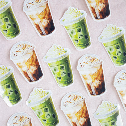 Matcha Latte & Iced Coffee Glitter Stickers