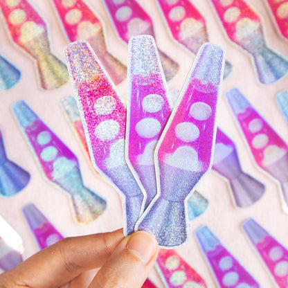 Pink Lava Lamp Glitter Sticker