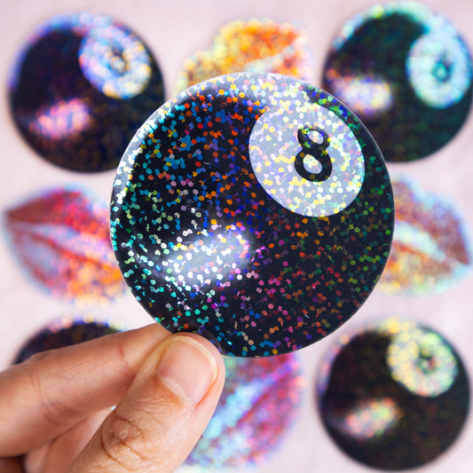 8 Ball Glitter Sticker