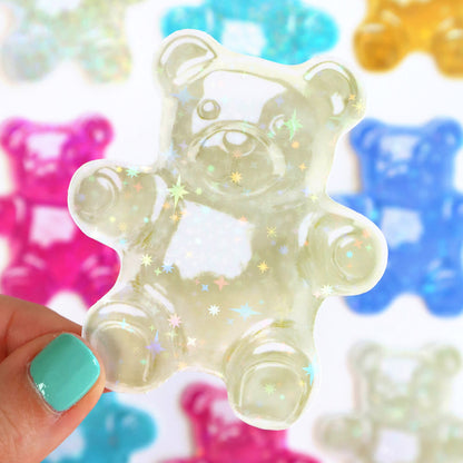 Glittery Gummy Bear Stickers (7 Colours)