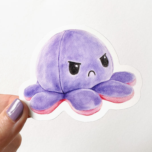 Angry Purple Octopus Vinyl Sticker