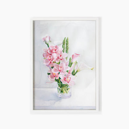 Orchids and Lilies Still Life Art Print
