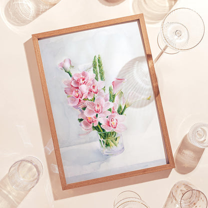 Orchids and Lilies Still Life Art Print