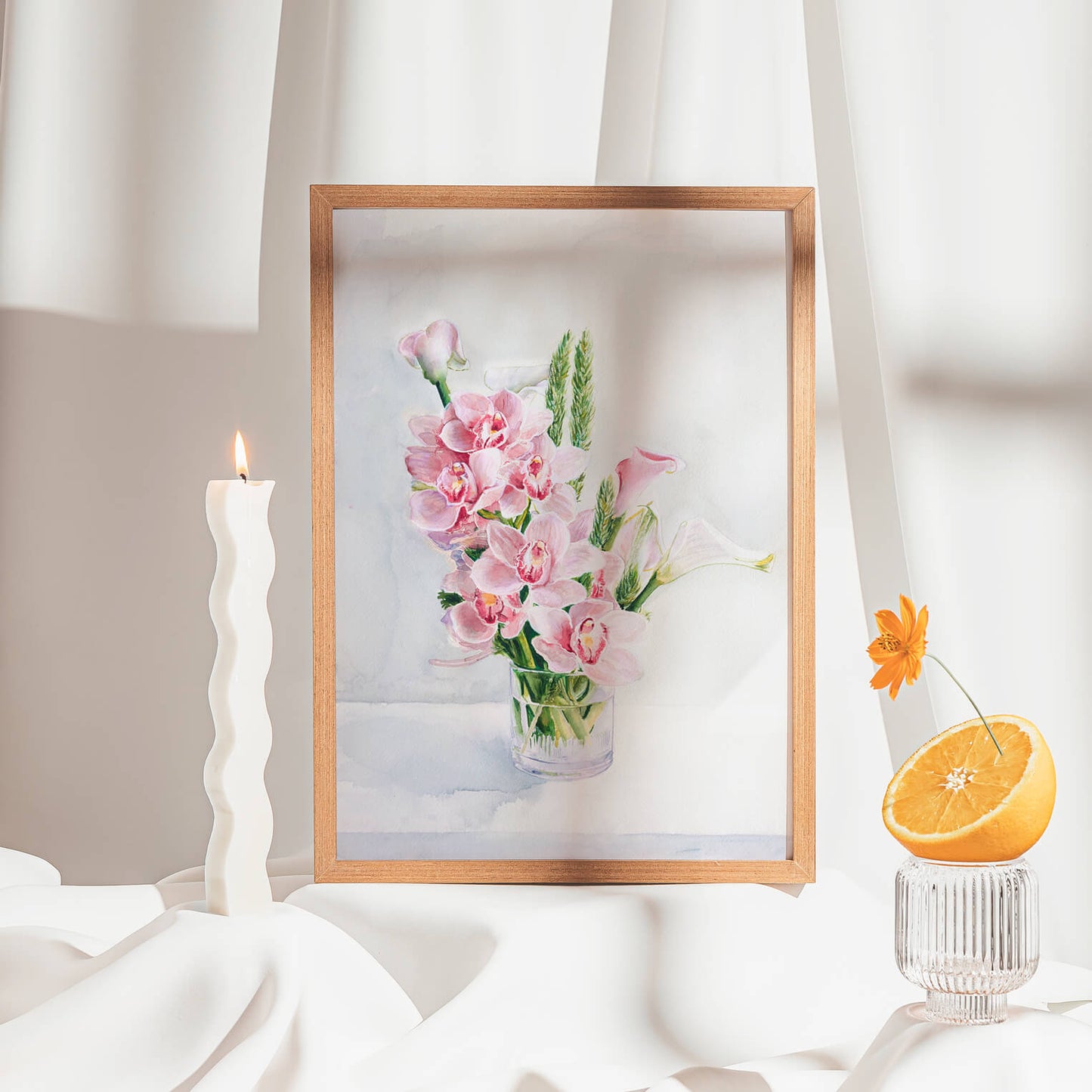 Orchids and Lilies Still Life Art Print