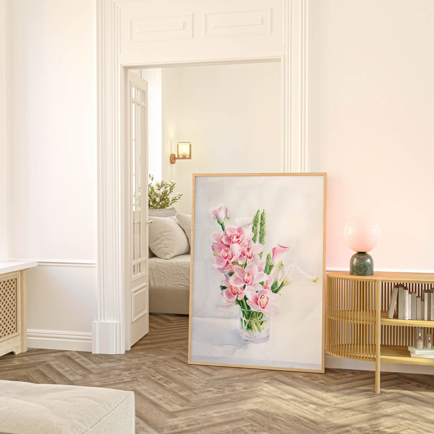Orchids and Lilies Still Life Art Print