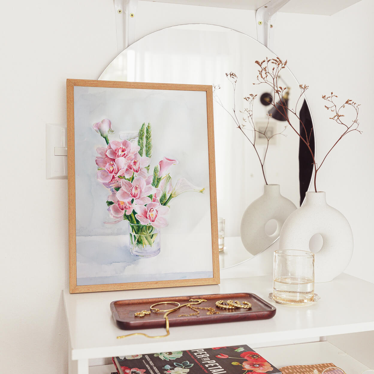 Orchids and Lilies Still Life Art Print