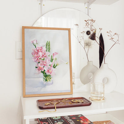 Orchids and Lilies Still Life Art Print