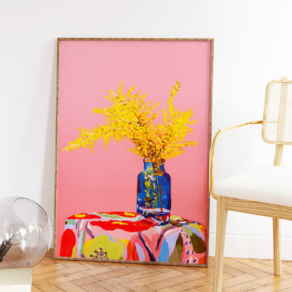 Pink Wattle Still Life Art Print