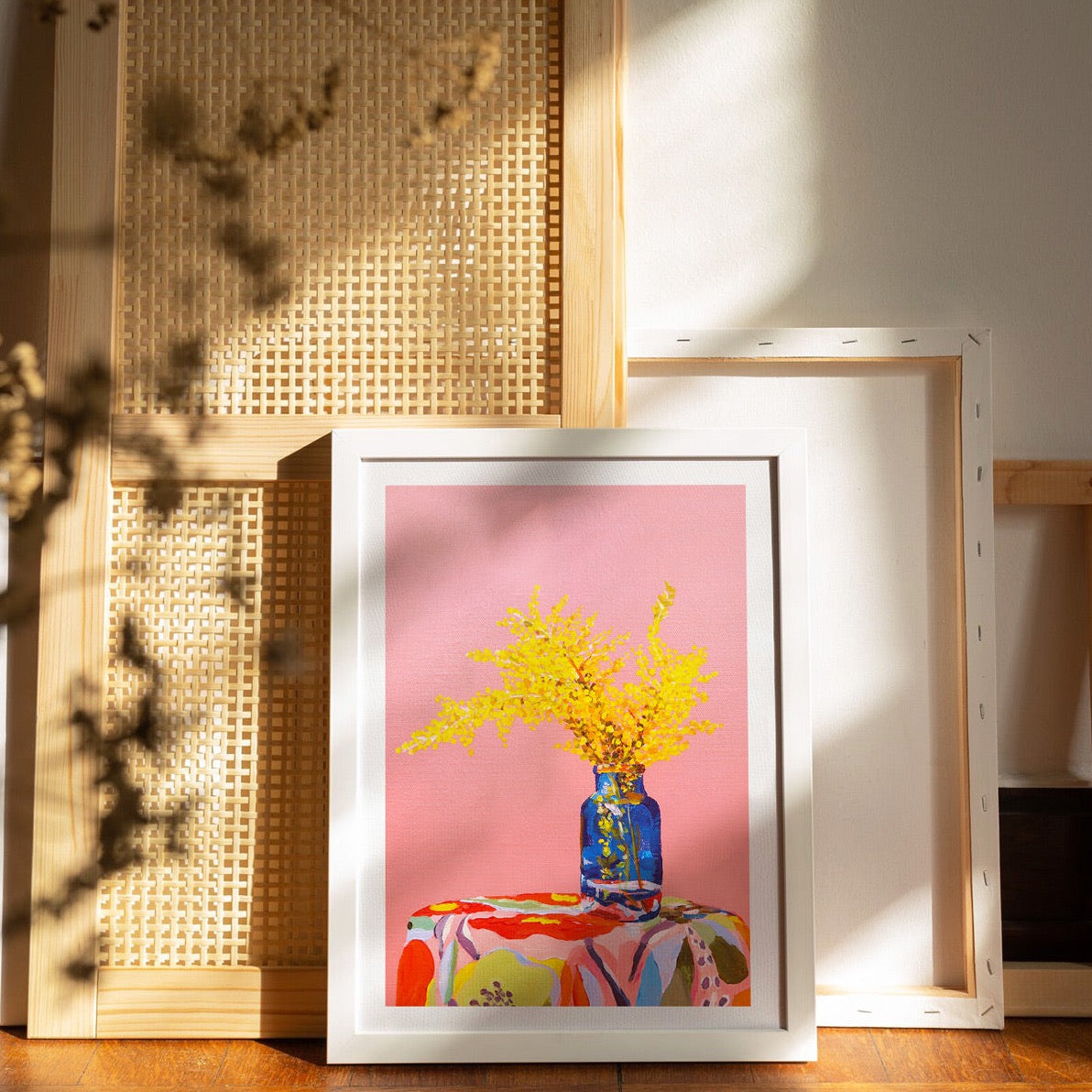 Pink Wattle Still Life Art Print