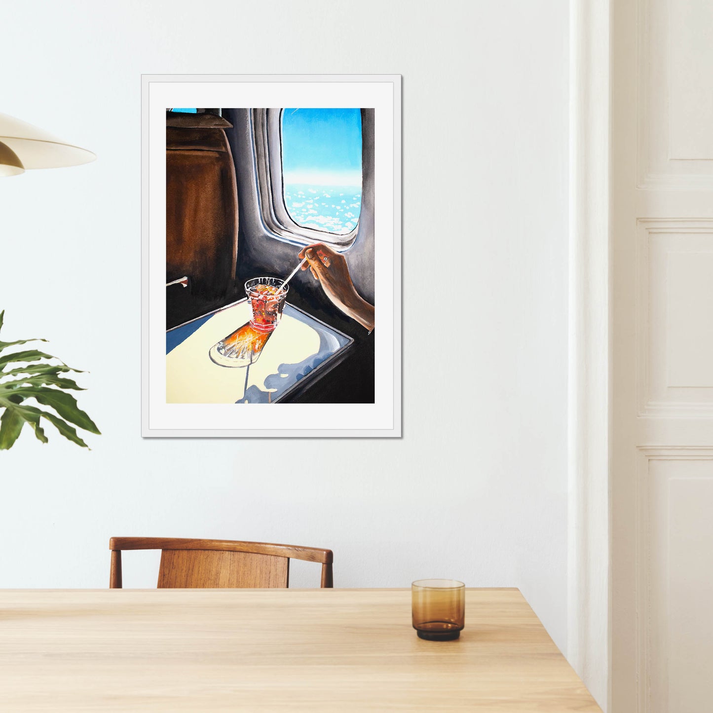 Glass In Airplane Art Print