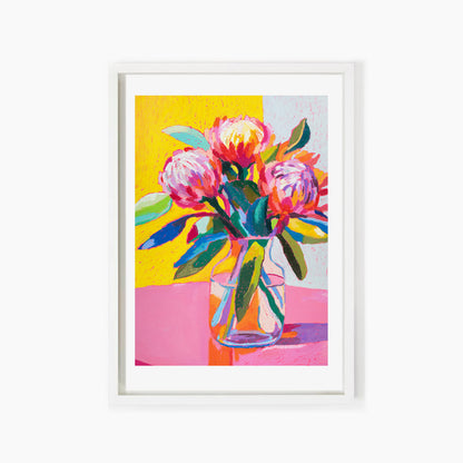 Playful Protea Flowers Print