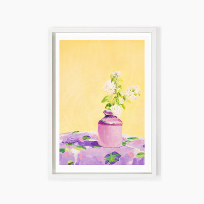 Purple on Yellow Floral Bud Vase