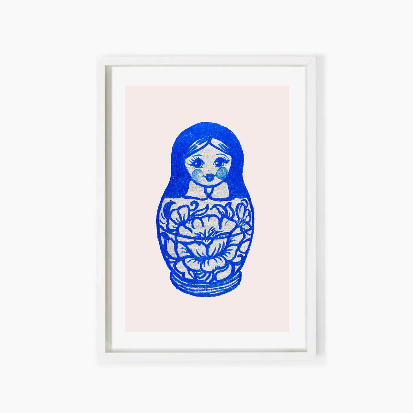 Blue Russian Doll (Matryoshka) Art Print