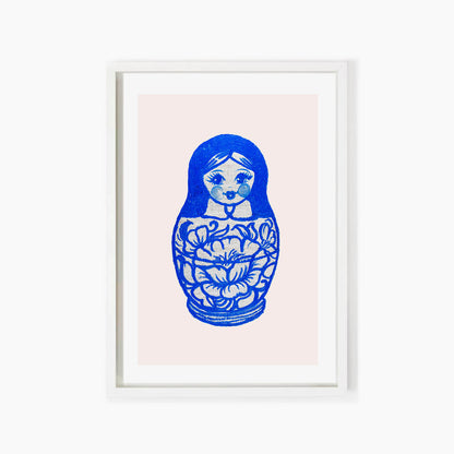Blue Russian Doll (Matryoshka) Art Print