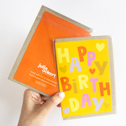 Funky Yellow Happy Birthday Greeting Card