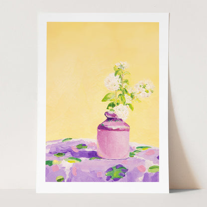 Purple on Yellow Floral Bud Vase