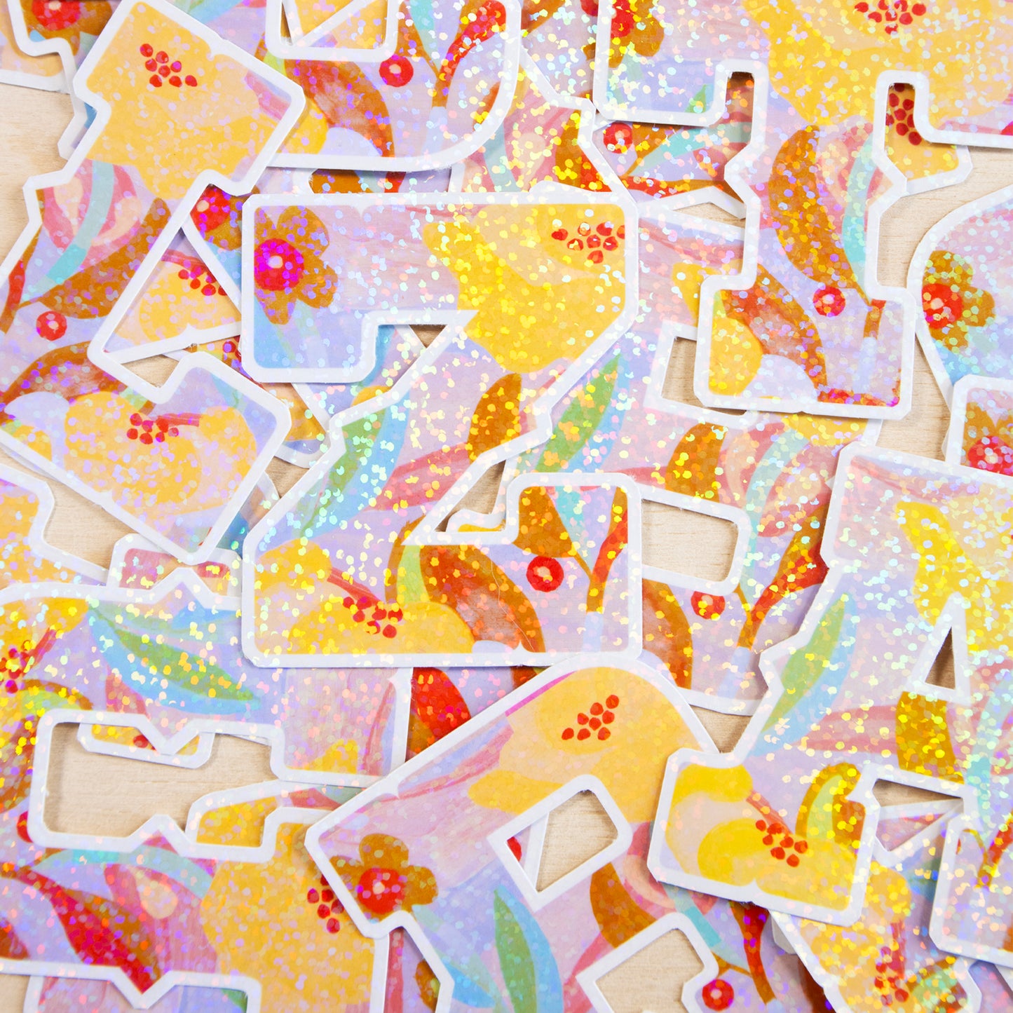 Yellow Alphabet Glitter Stickers