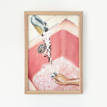 Vintage Pink Bathroom Art Print