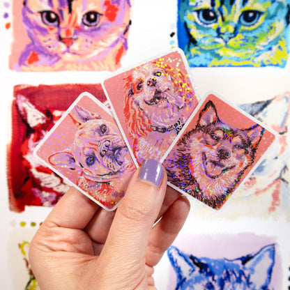 3 Complimentary Pet Portrait Glitter Stickers