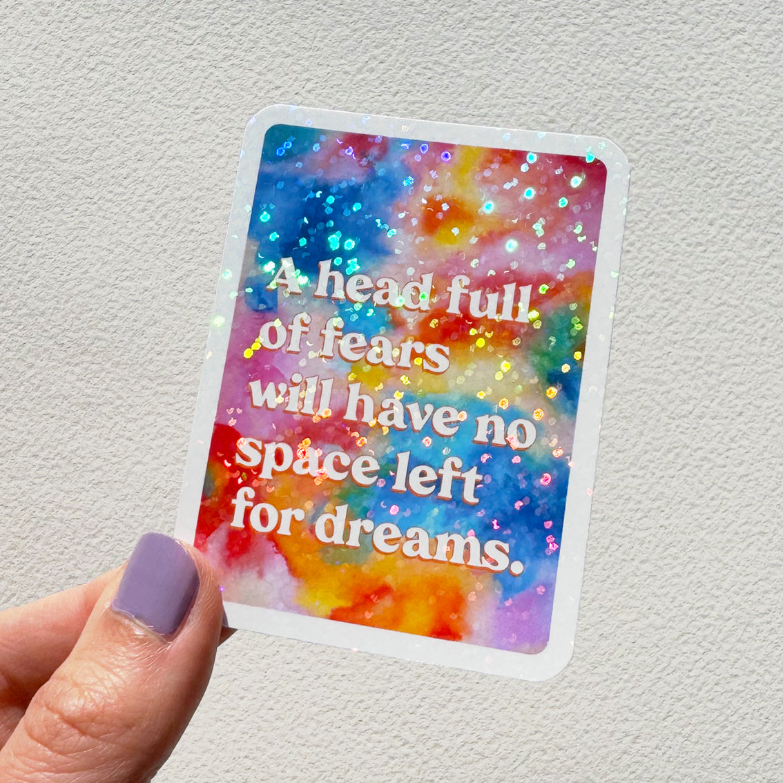 A Head Full Of Fears Glitter Vinyl Sticker