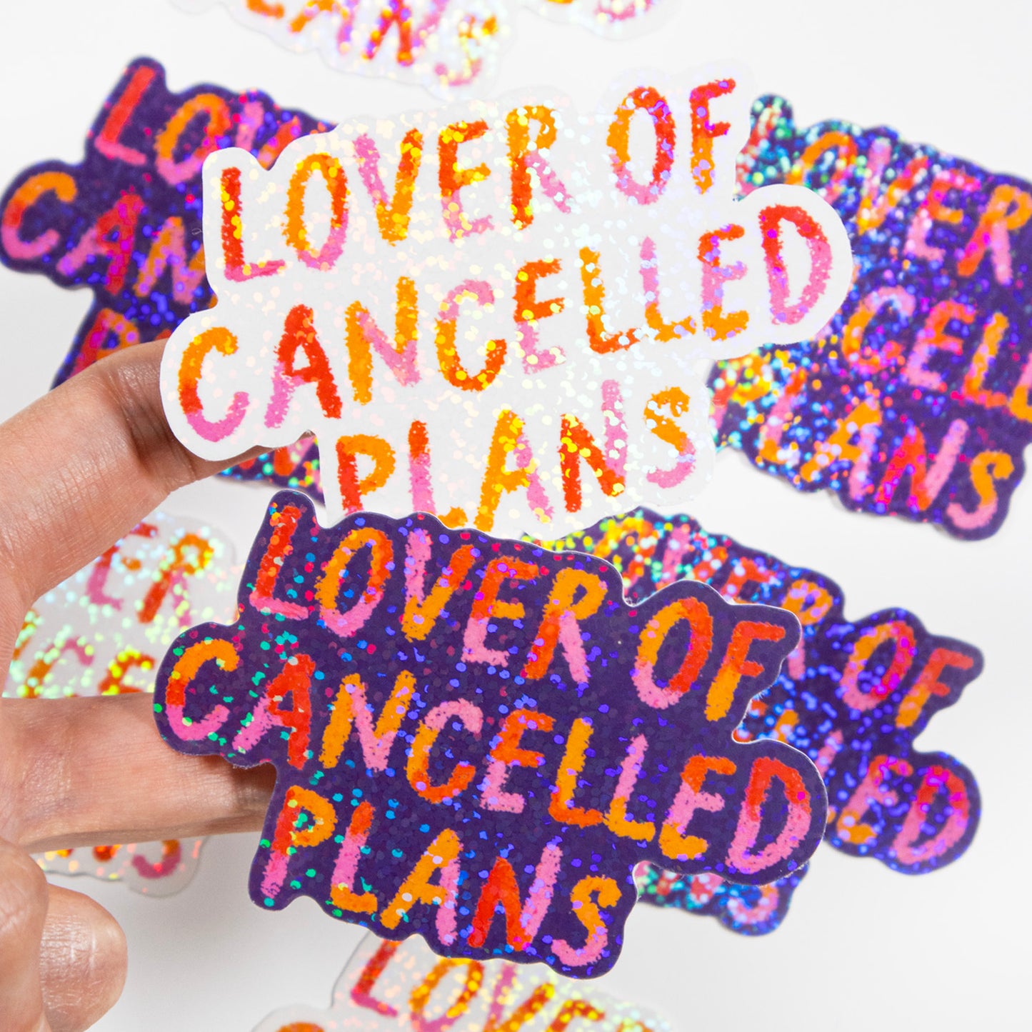 Lover of Cancelled Plans Glitter Stickers
