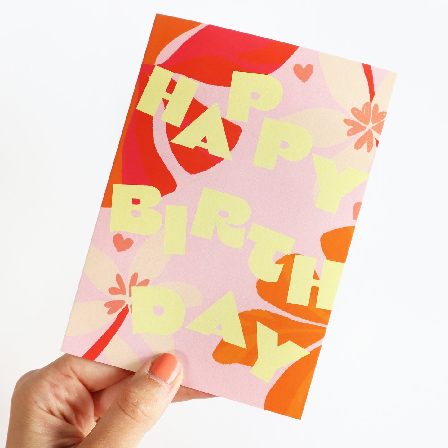 Happy Birthday Pink Orange Greeting Card