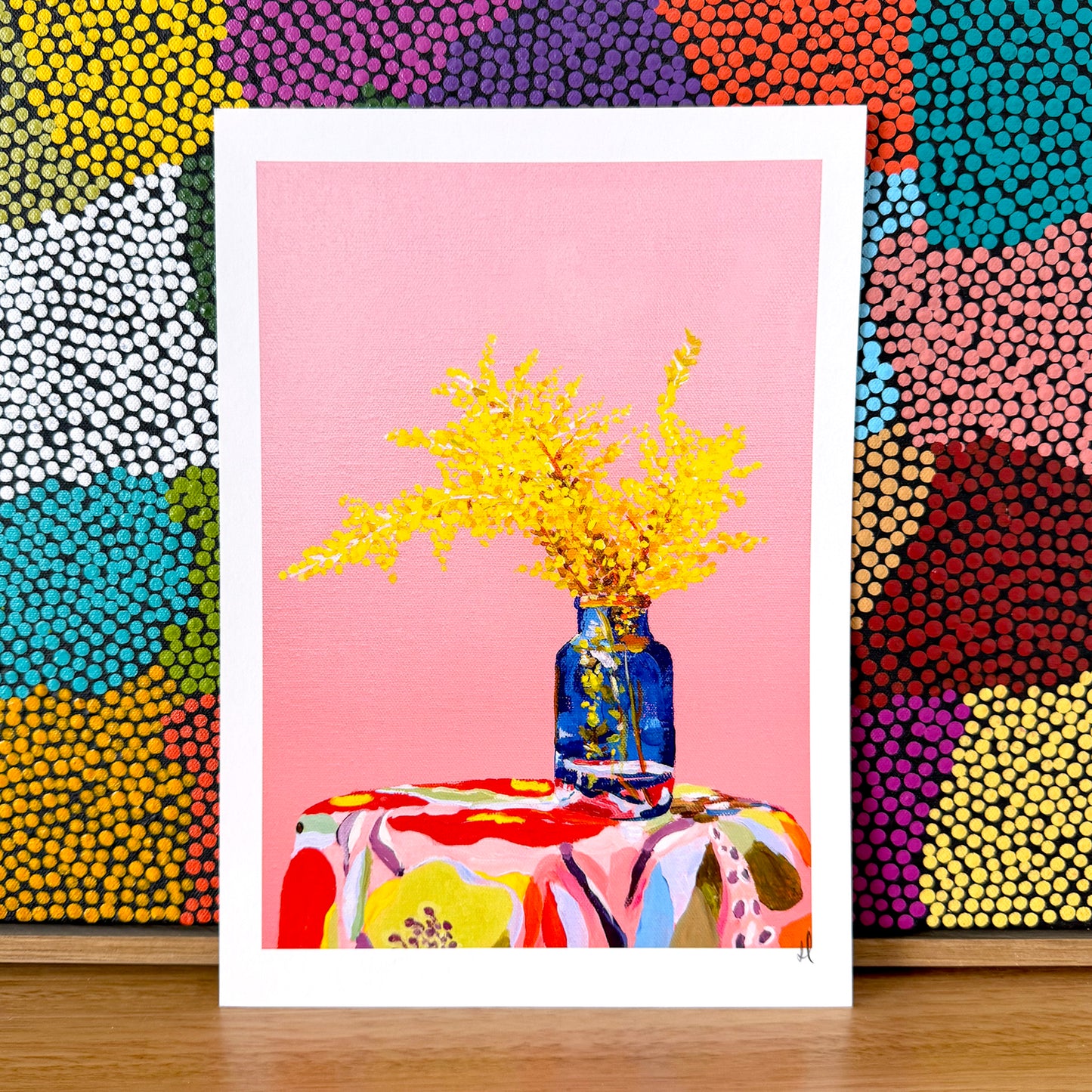 Pink Wattle Still Life Art Print