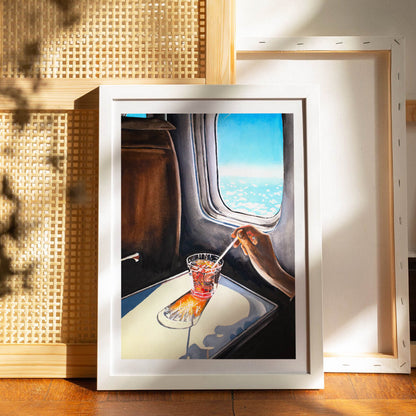 Glass In Airplane Art Print