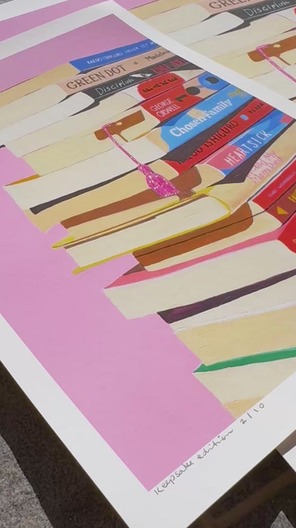 Book Stack Art Print