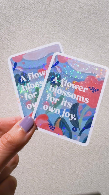 A Flower Blossoms Glitter Vinyl Sticker