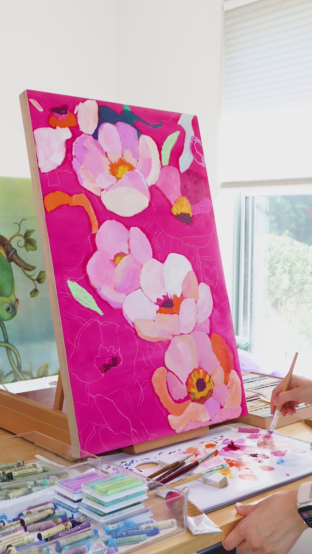 Welcome To The Flowerverse Oil Pastel Fine Art Print | Botanical