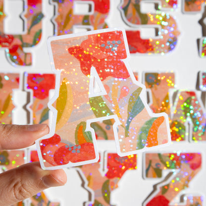 Red Alphabet Glitter Stickers