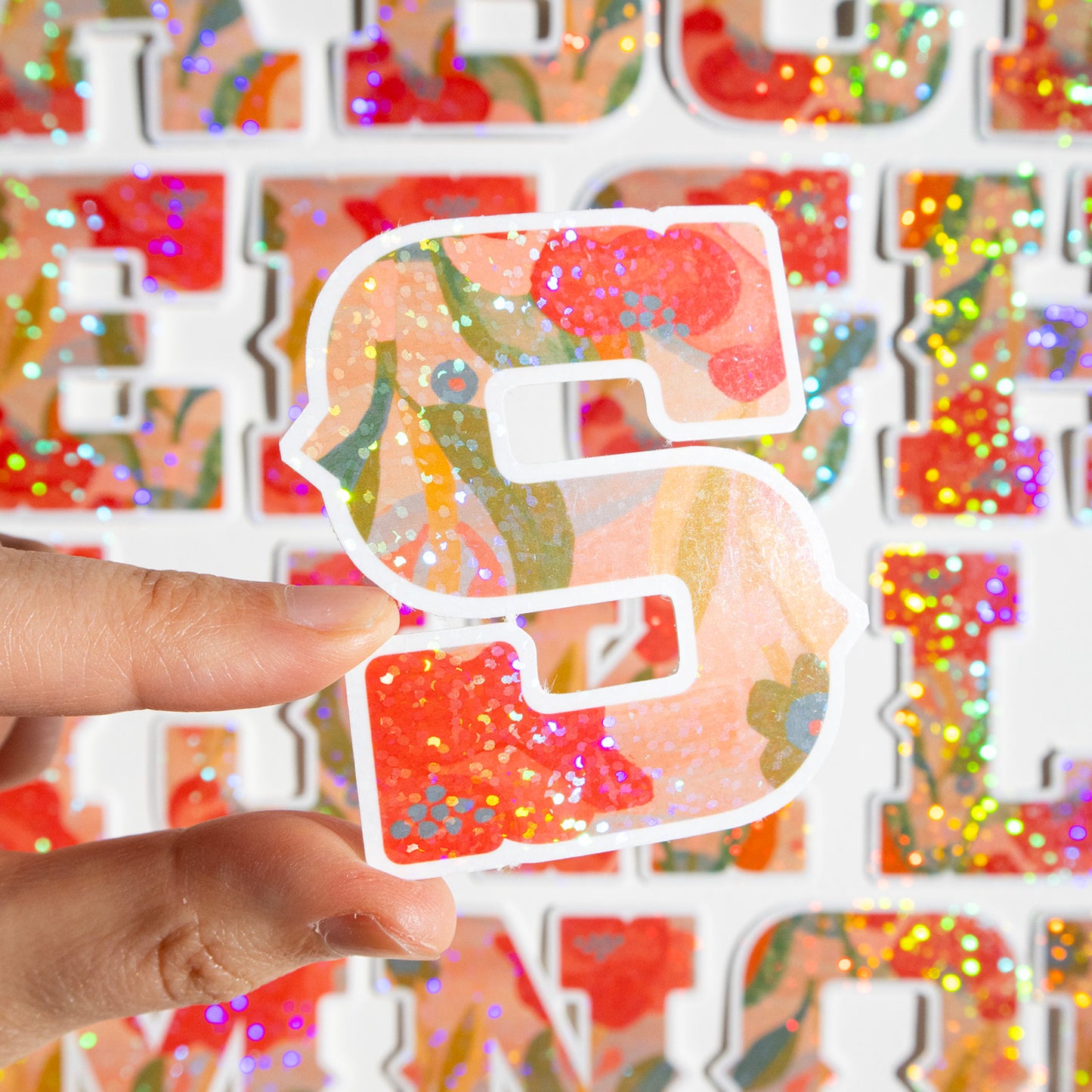 Red Alphabet Glitter Stickers