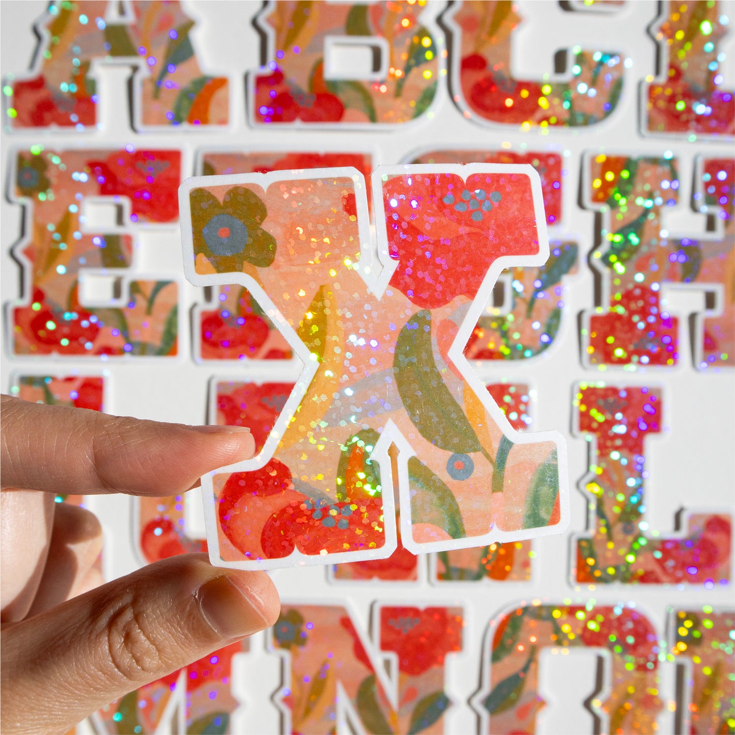 Red Alphabet Glitter Stickers